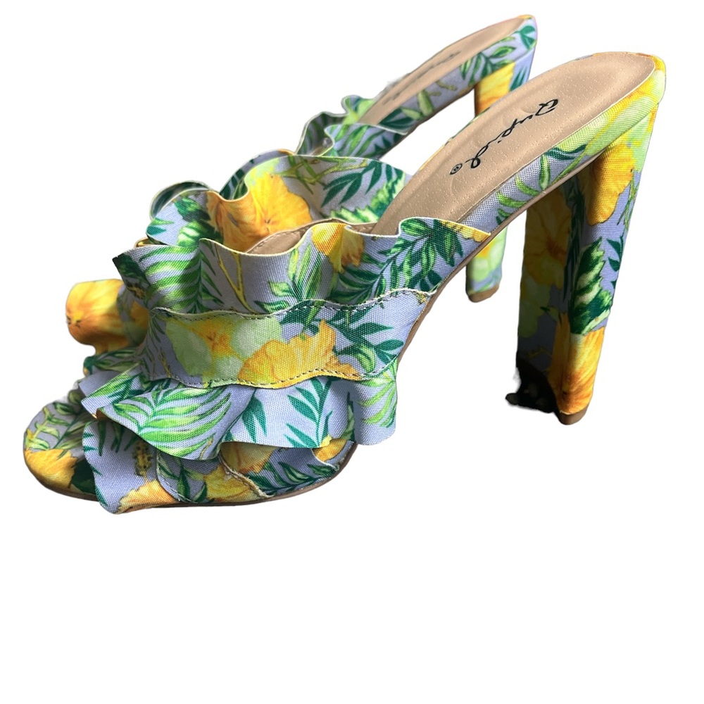 Multi color floral heels